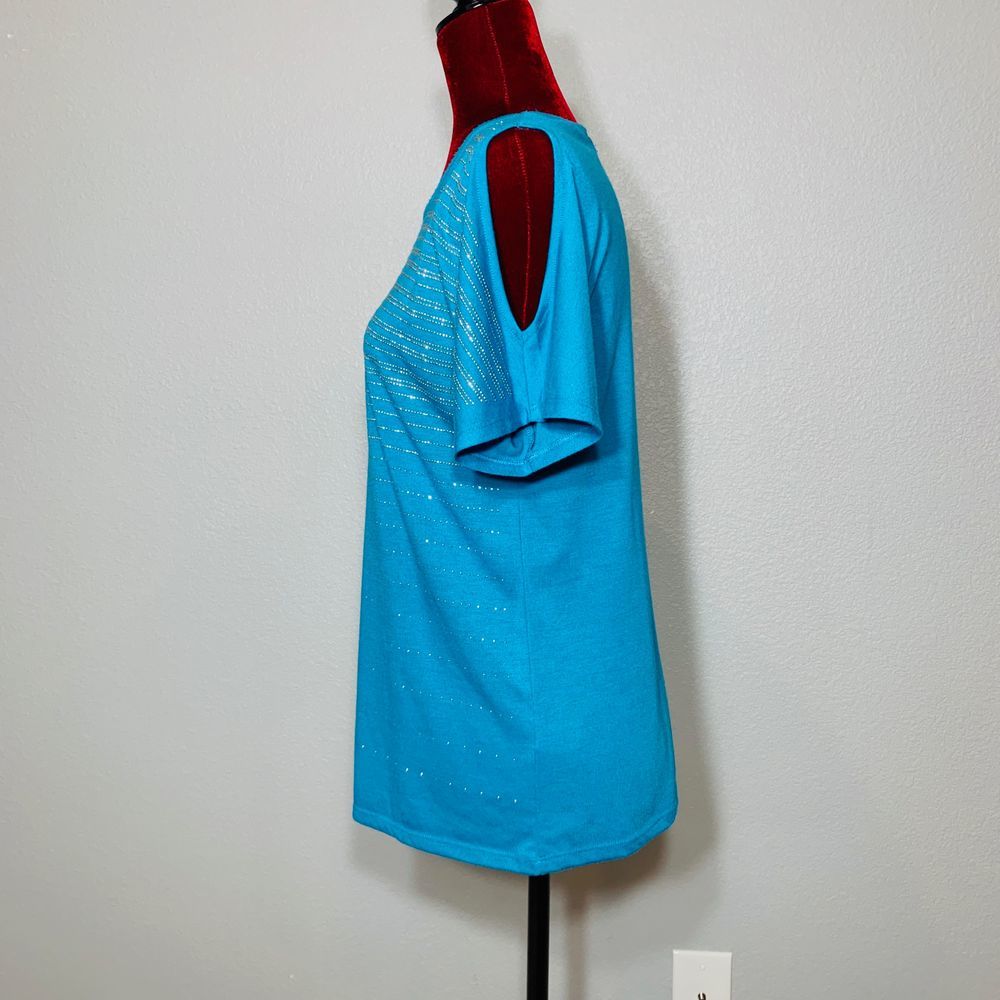 Westport 1962 Blue embellished cold shoulder top - Picture 3 of 5